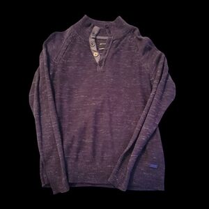 Men's Dark Gray Black JB Holt Sweater with Button Collar